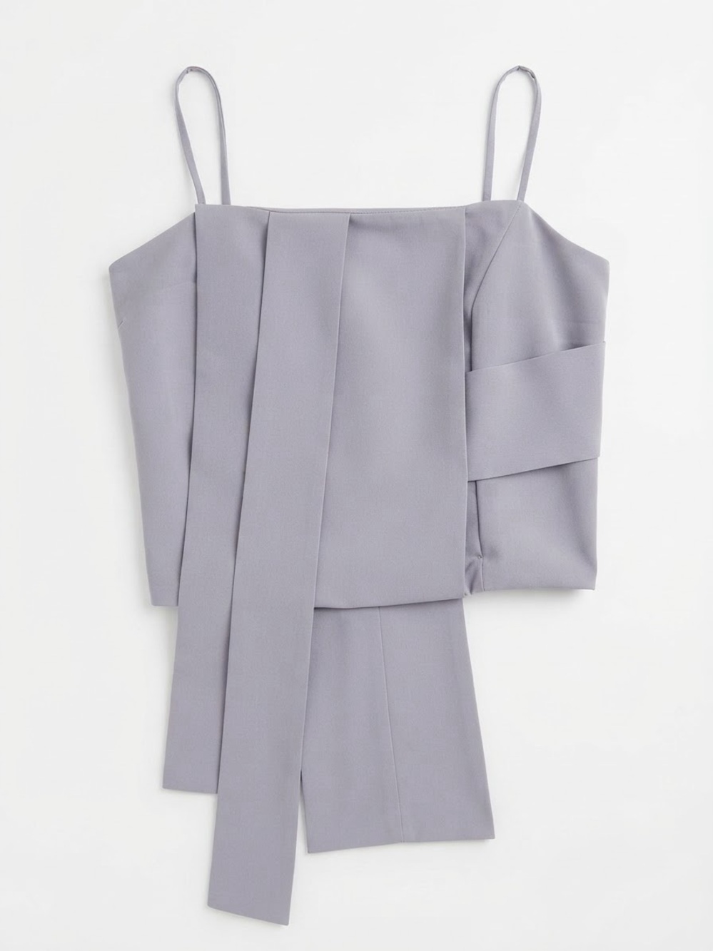 SALIENT LABEL Asymmetric Strap Crop Top in Soft Gray size 2